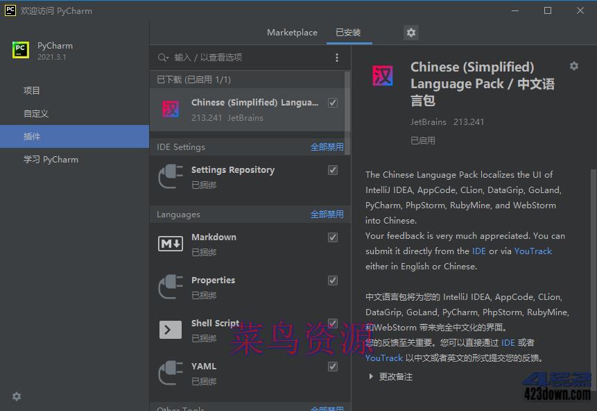 JetBrains中文语言包插件2022.3.x v223.228