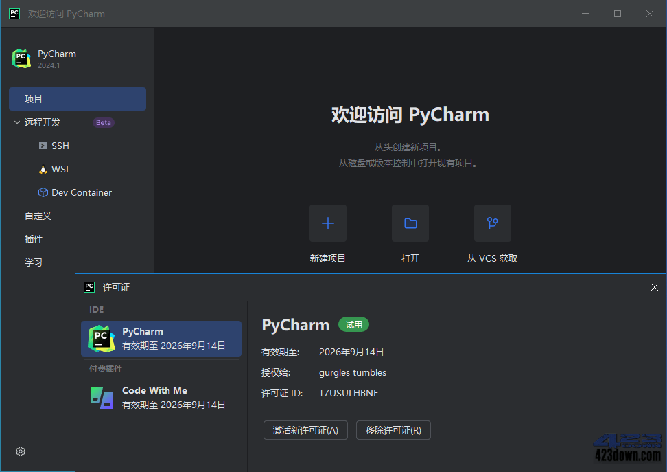 PyCharm2024中文激活版_v2024.1.4_正式版