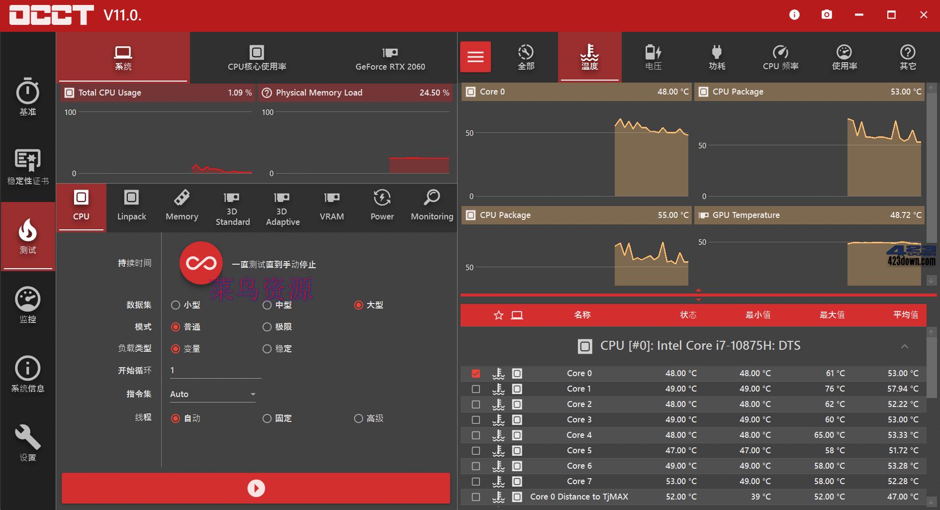 电脑硬件测试软件(烤鸡软件)_OCCT_v11.0.21