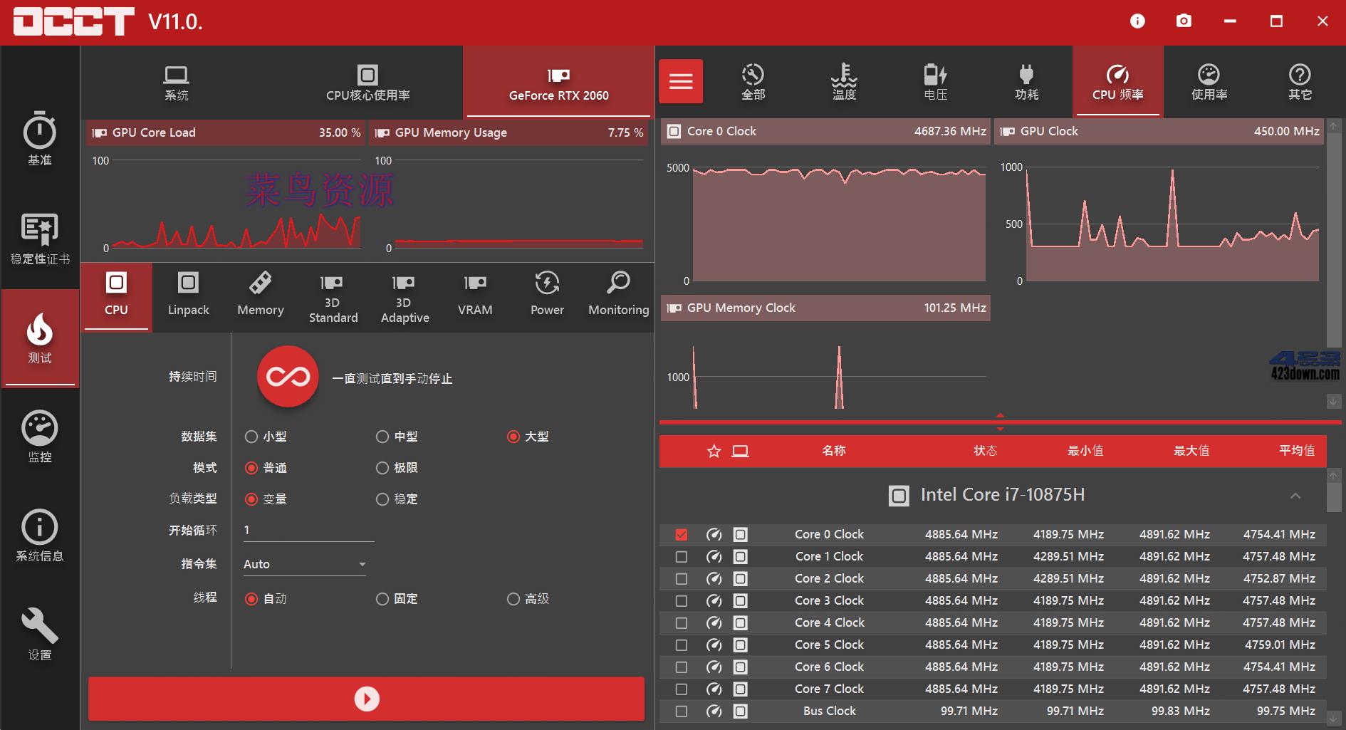电脑硬件测试软件(烤鸡软件)_OCCT_v11.0.21